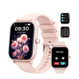 NEW Women's 46mm Waterproof Smartwatch Fitness Tracker for Android or iOS - Pink